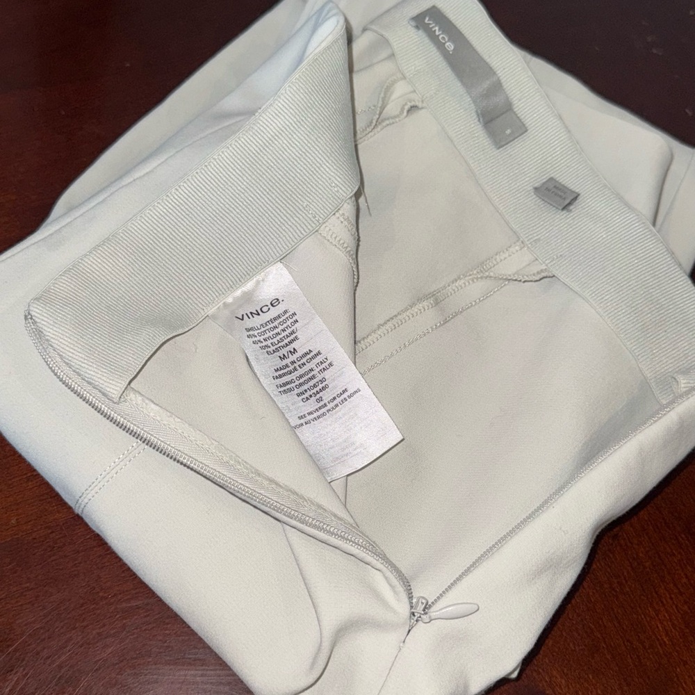 Vince stitch front seam ponte legging pants split hem Gesso light grey Medium - Picture 11 of 16